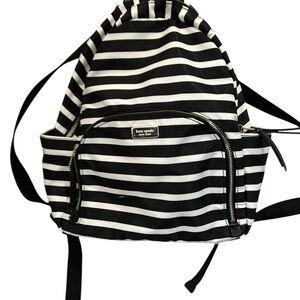 Kate Spade Dawn Nylon Backpack Black White‎ Stripe Women's Bag